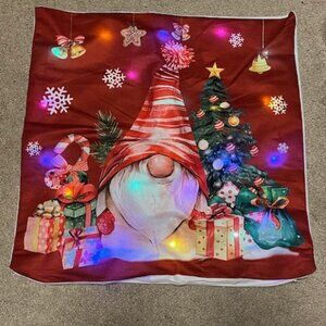 Two Christmas 17" Pillow Covers Case Light Up Let It Snow/Christmas Gnome